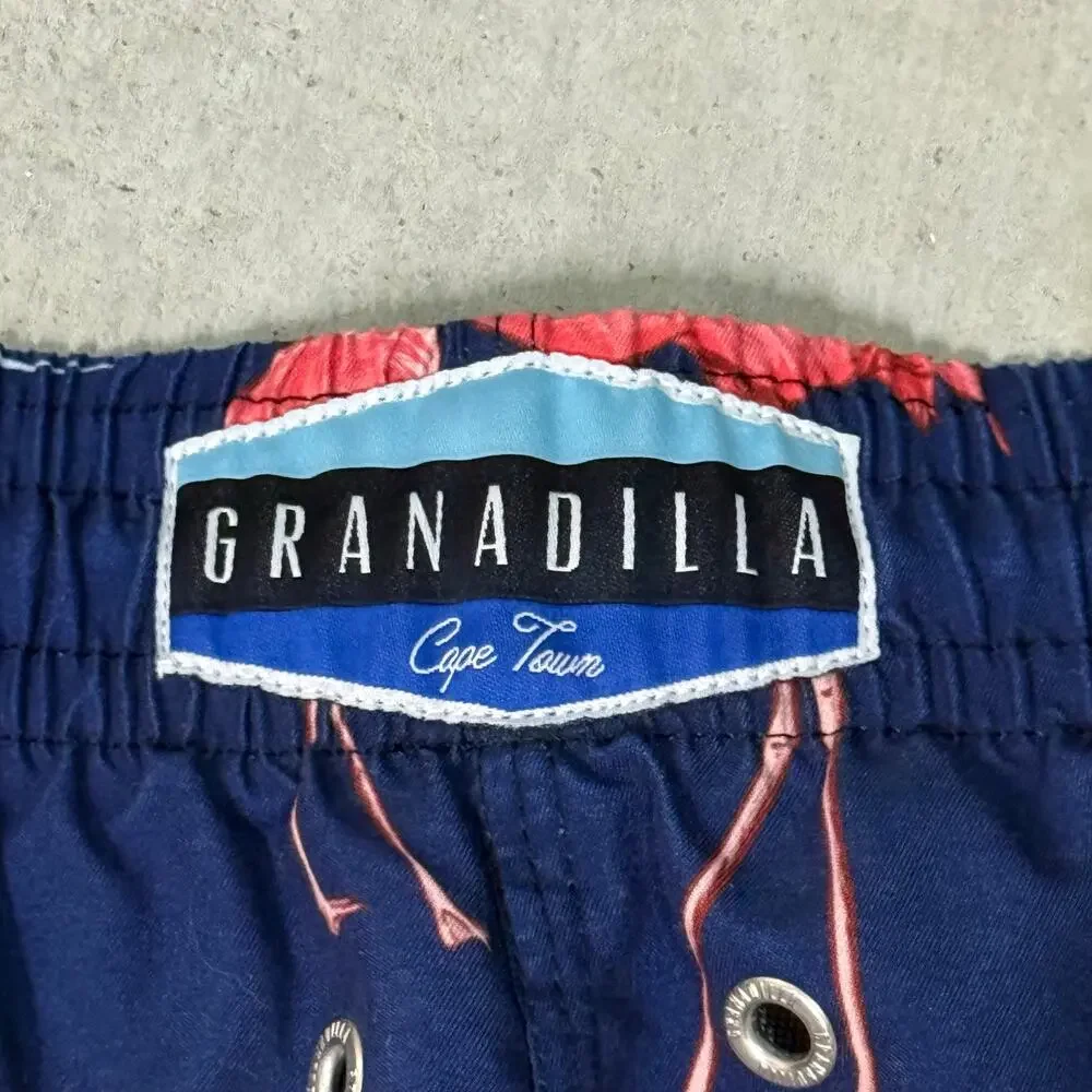 Granadilla Cape Town Pink Flamingo Print Swim Trunks Mens Size L